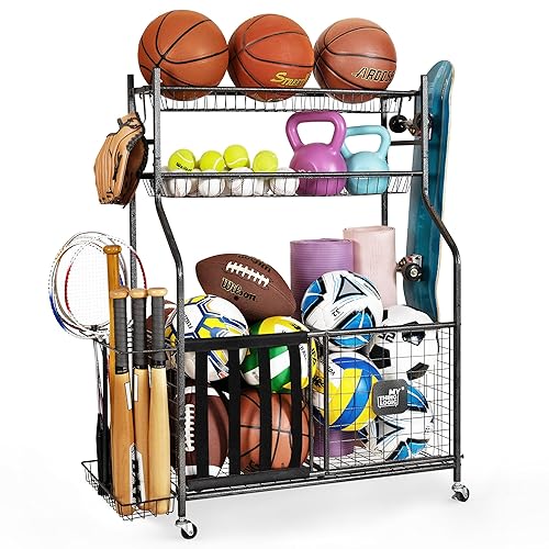 Mythinglogic Garage Sports Equipment Organizer, Baseball Storage Large Capacity, Sports