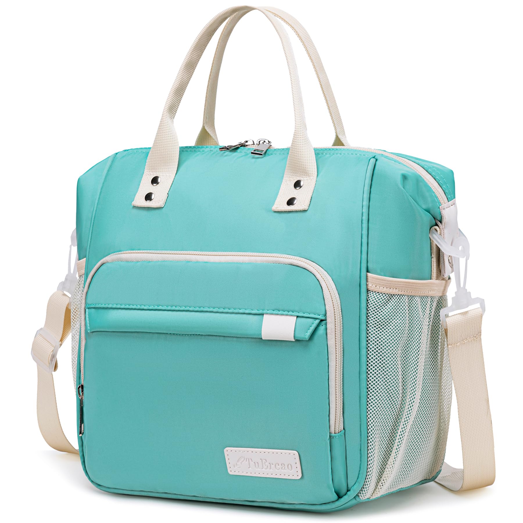 TuErCao Preppy Lunch Box for Women Aesthetic Insulated Lunch Bag for Young Ladies Female, Teal
