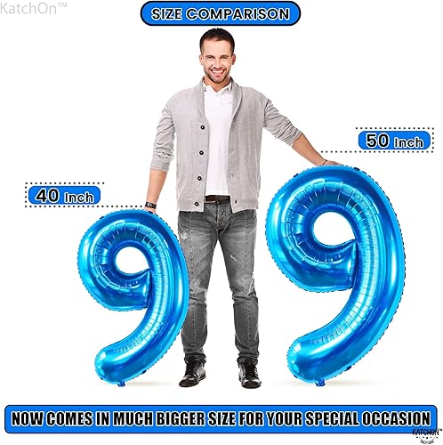 Miniatura 2 de KatchOn, Globo azul del número 9 de 50 pulgadas  Globos azules del número 9 para cumpleaños  Globos de 9 cumpleaños para decoraciones de cumpleaños
