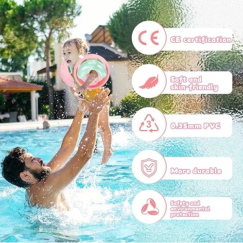 Miniatura 5 de Flotadores de brazo para niños de 1 a 6 años, flotadores de brazo para piscina de 13 a 44 libras, flotadores inflables para bebés, flotadores de