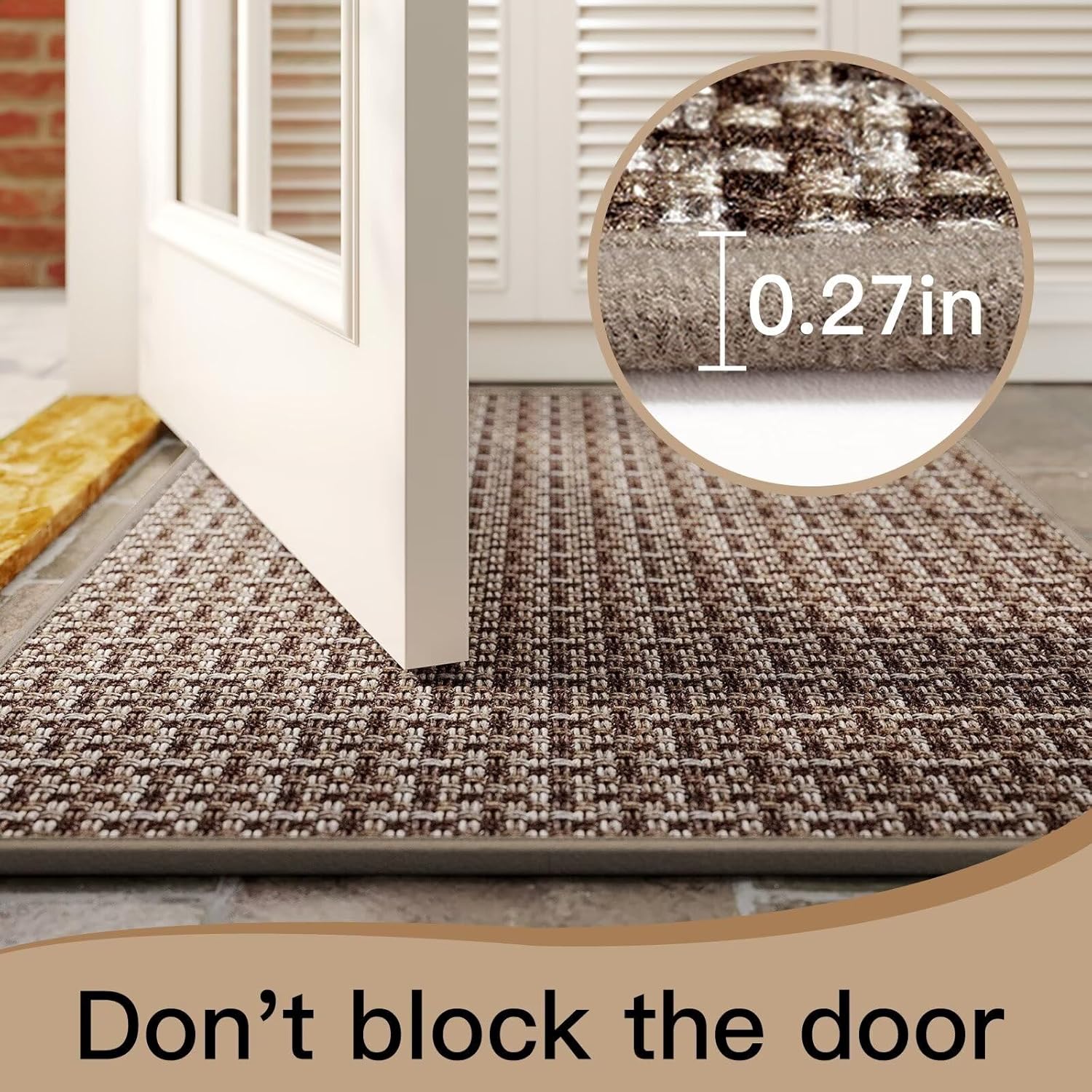 Door Mat 24"x35", Dirt Resistant and Absorbent, Non-Slip Rubber Backing Floor Mats, Easy Clean Low-Profile Doormat for Entryway, Front Door, Inside Entrance, Brown - Image 4