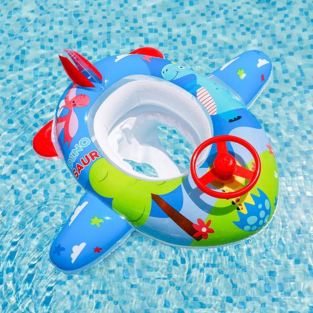 Baby Floats for Pool, Swimming Float Baby Inflatable Floater with Steering Wheel and Horn, Summer Outdoor Water Float