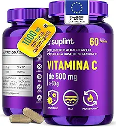 Vitamina C 1000 MG | Suporte para Imunidade, Pele e Cabelo | Antioxidante Natural | Para Homens e Mulheres | Não Transgênico, Sem Glúten | Desenvolvido na Holanda | 60 Cápsulas