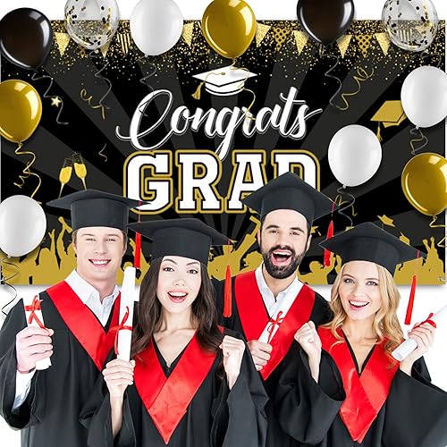 Miniatura 6 de Decoraciones de graduación de felicitaciones 2023, decoraciones de fiesta de graduación de clase de 2023, decoraciones de globos de feliz