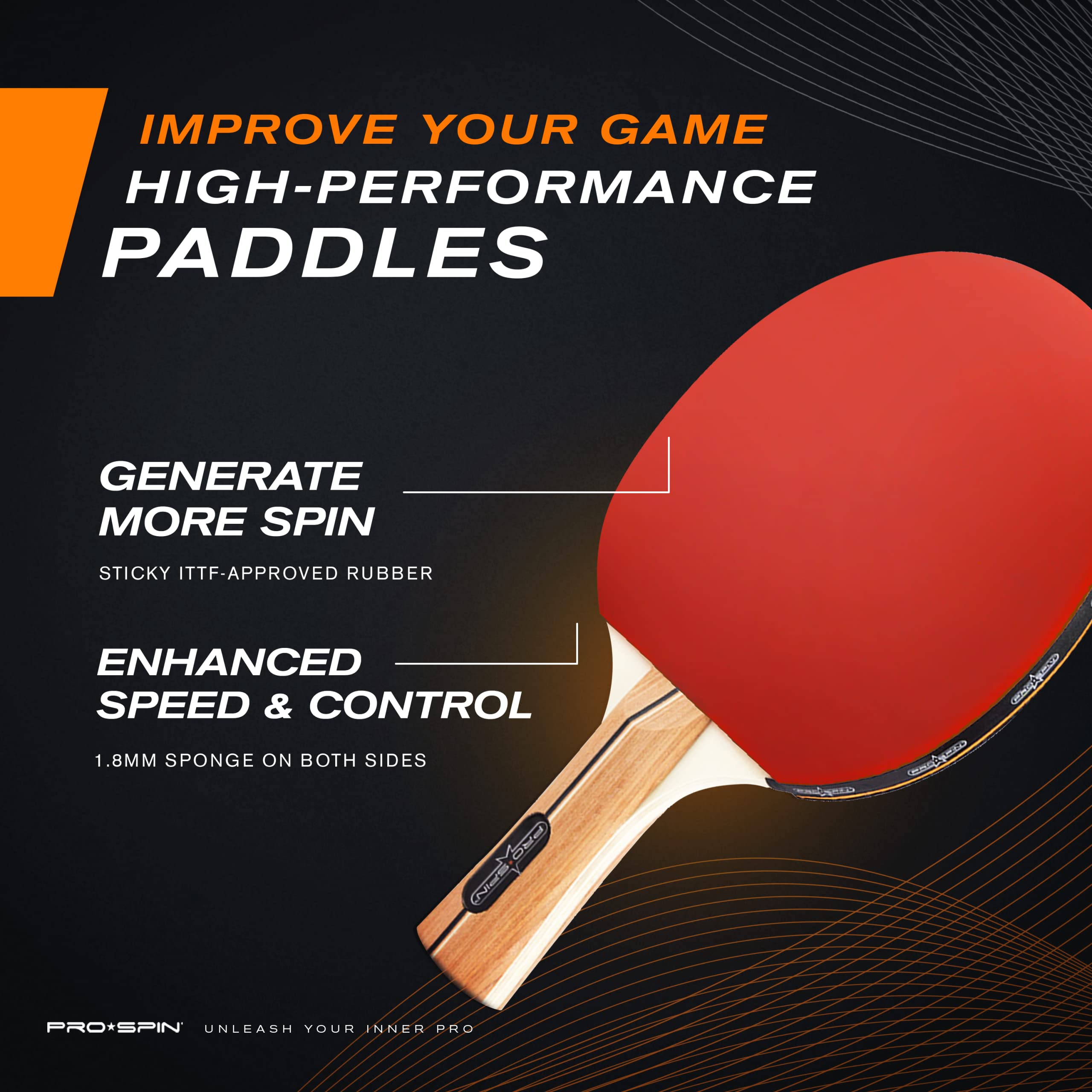 PROSPIN Ping Pong Paddles HighPerformance Sets with Premium Table