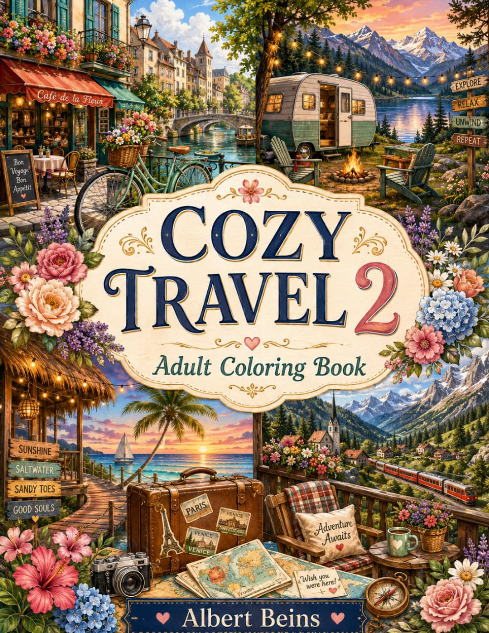 COZY TRAVEL 2: Adult Coloring Book