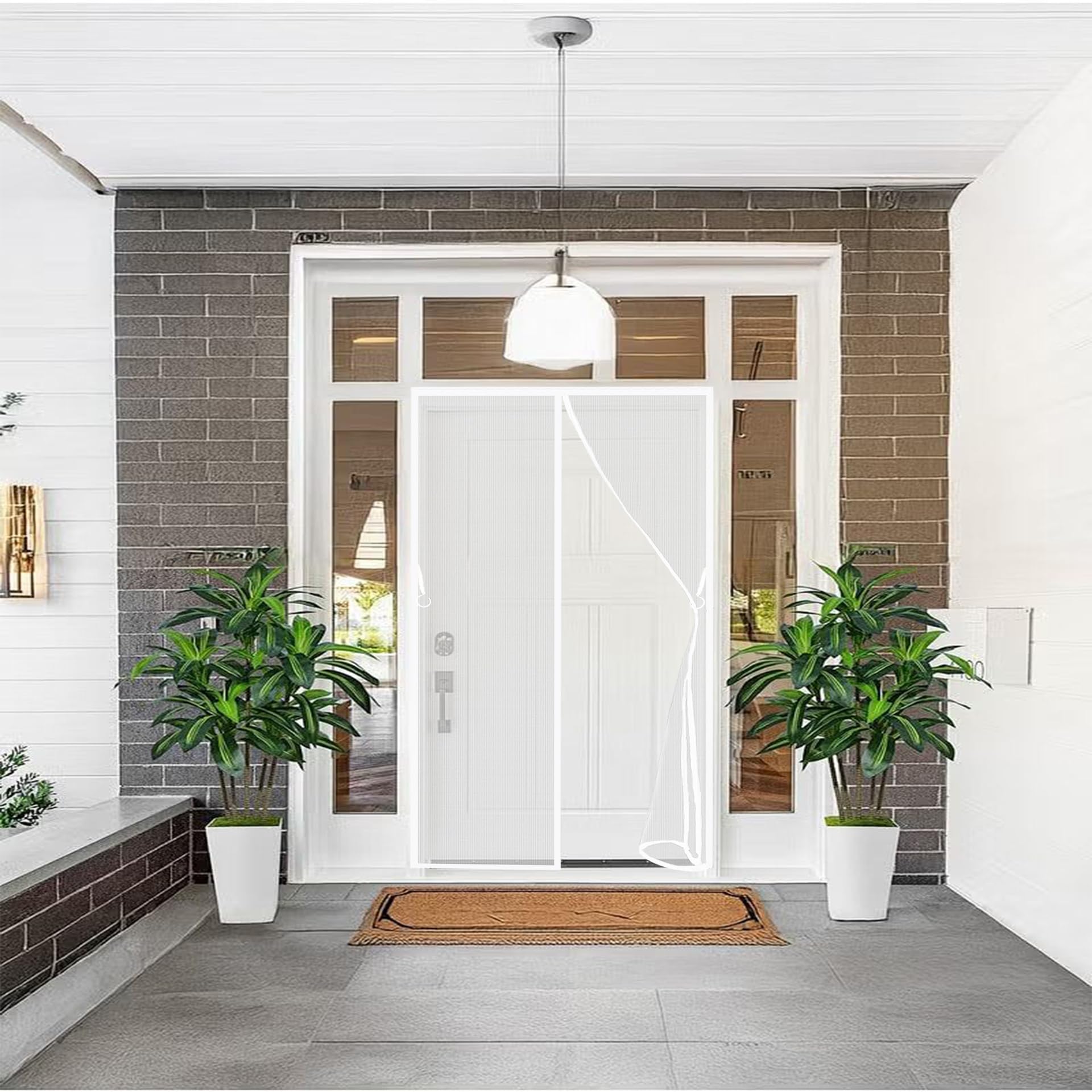 Mosquitera Ventana Magnetica 192 x 148 cm Cortina Mosquitera Puerta Exterior Cierre Automático, Mantiene El Aire Fresco en El Interior Fácil Instalación sin Taladrar, Blanco