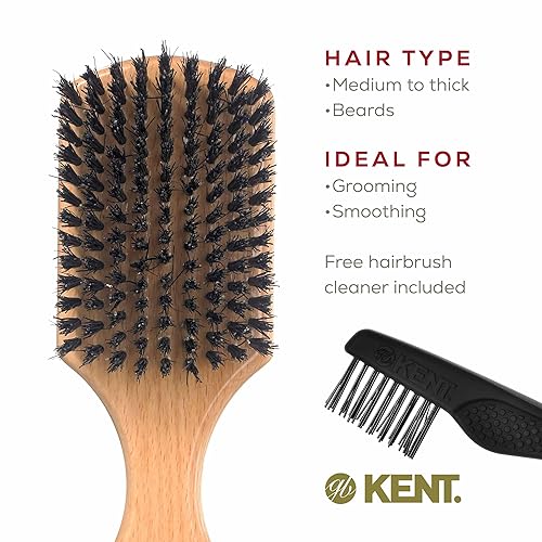 Miniatura 5 de Kent OG2 Beechwood Club - Cepillo de pelo 100% natural de cerdas de jabalí para hombre, todo tipo de cabello y longitudes de barba, tamaño de viaje
