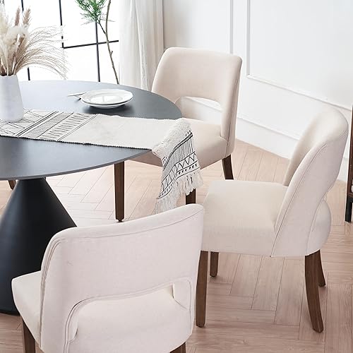 Miniatura 6 de VKNOW Juego de 2 sillas de comedor de madera, sillas de comedor tapizadas de tela moderna, sillas de cocina, sillas de cena de granja para cocina,
