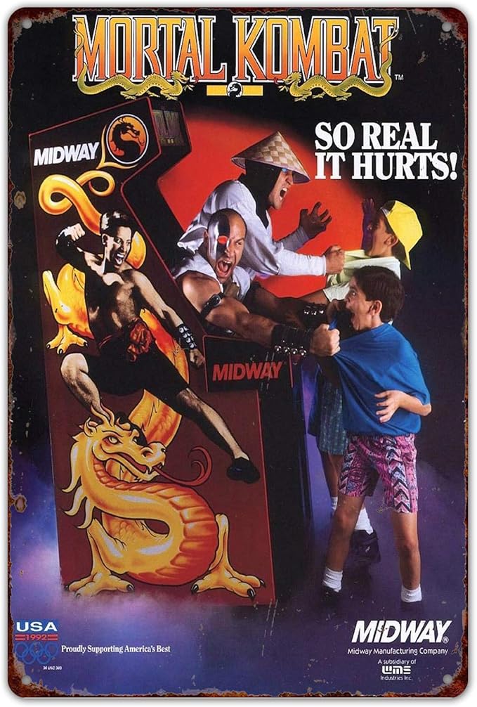 HomDeo Blechschild 20,3 cm B x 30,5 cm H Lustige Wanddekoration Mortal Kombat Midway Arcade Game Werbung Vintage Metallschilder Vintage HomDeo Blechschild 20,3 cm B x 30,5 cm H Lustige Wanddekoration Mortal Kombat Midway Arcade Game Werbung Vintage Metallschilder Vintage