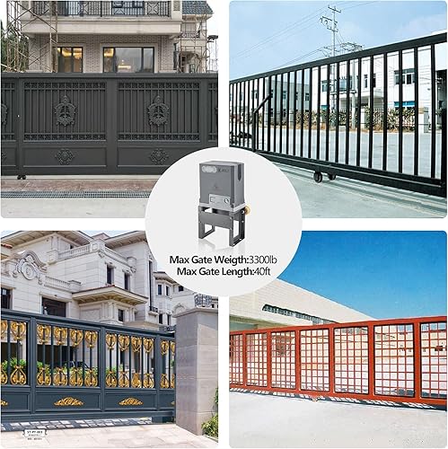 Miniatura 6 de JIELI Abridor automático de puerta corredera de 3300 libras con 4 controles remotos, motor eléctrico de puerta deslizante de entrada, kit completo