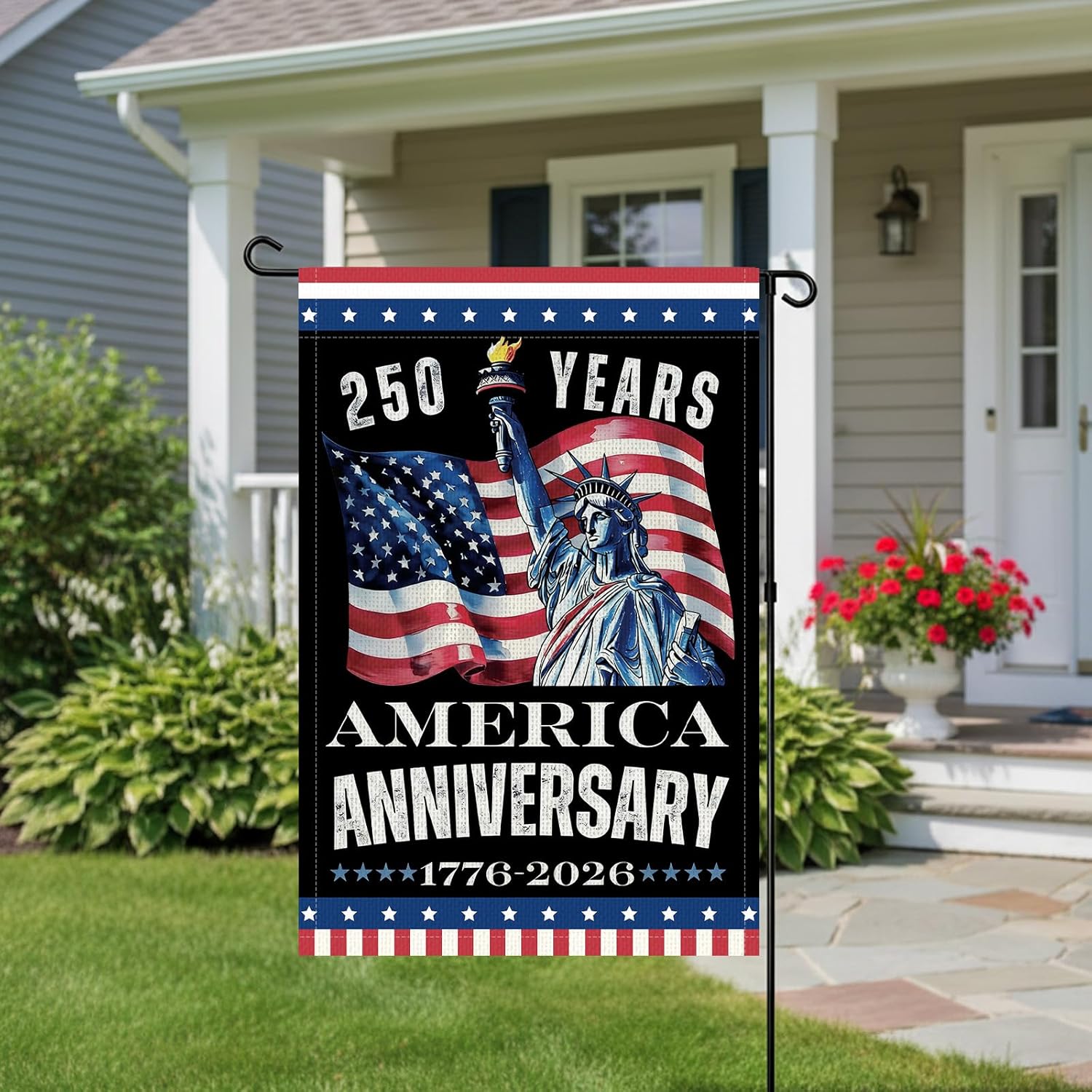250th Anniversary USA Garden Flags, Happy 250 Years America Garden Banner Decor for Outside 12x18 Inch Double Sided, USA Patriotic 1776-2026 Design Outdoor Porch Patio Lawn Decorations - Image 2