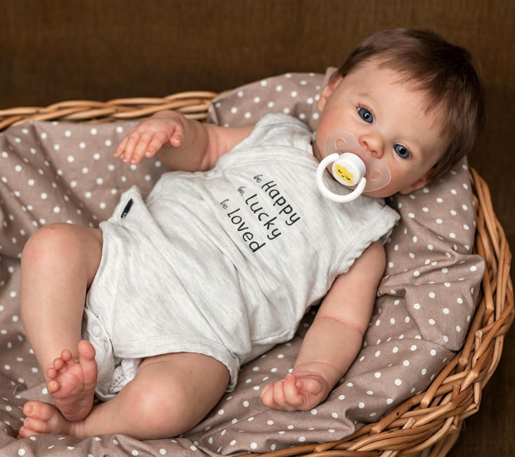 RXDOLL Muñecas realistas de bebé recién nacido de 18 pulgadas, muñecas de vinilo de cuerpo completo que se ven reales, muñecas recién nacidas realistas con ojos abiertos, cabello arraigado para niños