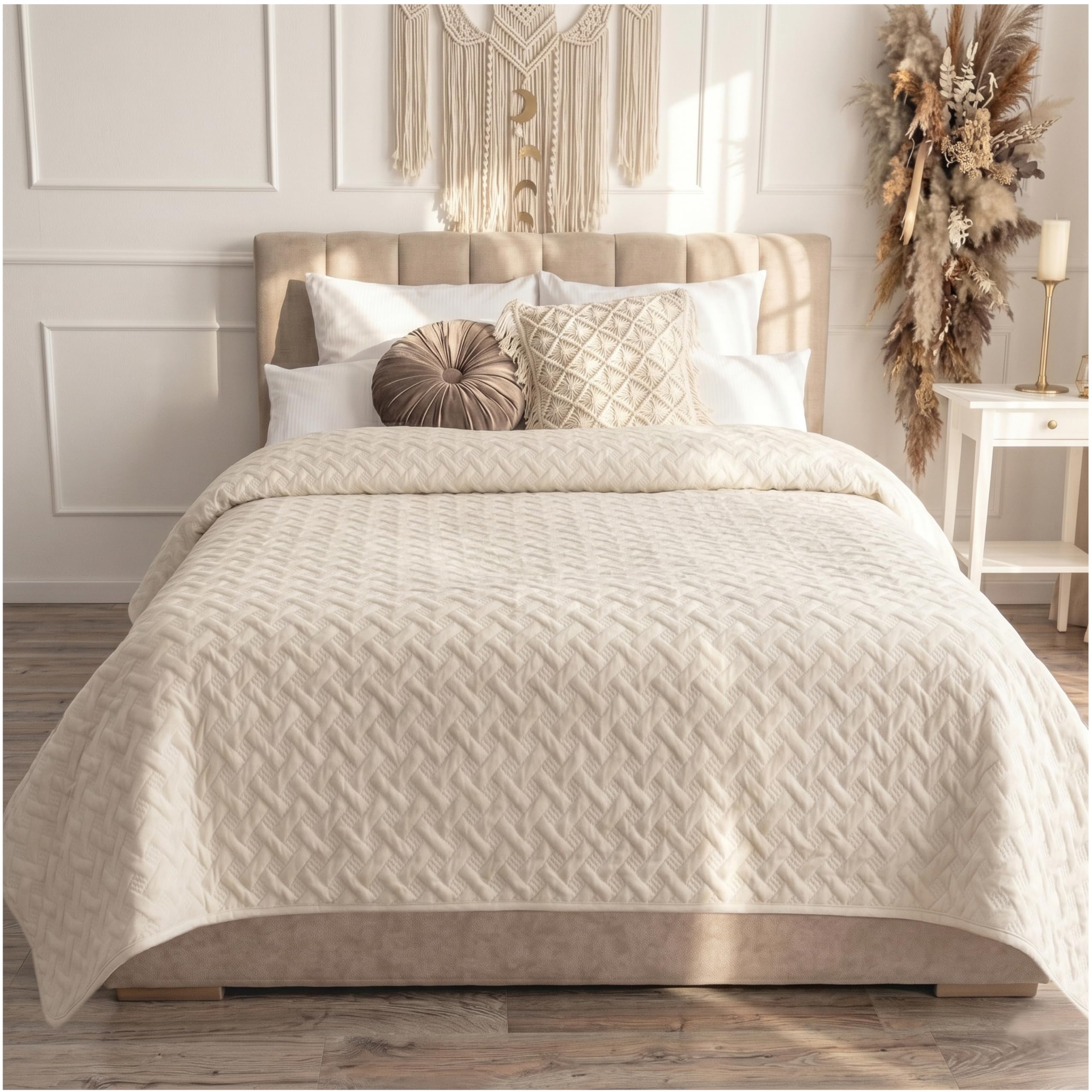 Calmyhome Cream Bedspread 200 X 220 Cm Bed Throw Bed Throw Sofa Throw Sofa Blanket Throw Blanket Bed Cover Xxl Blanket Quilted Bedspreads Quilted Quilt Bedspread