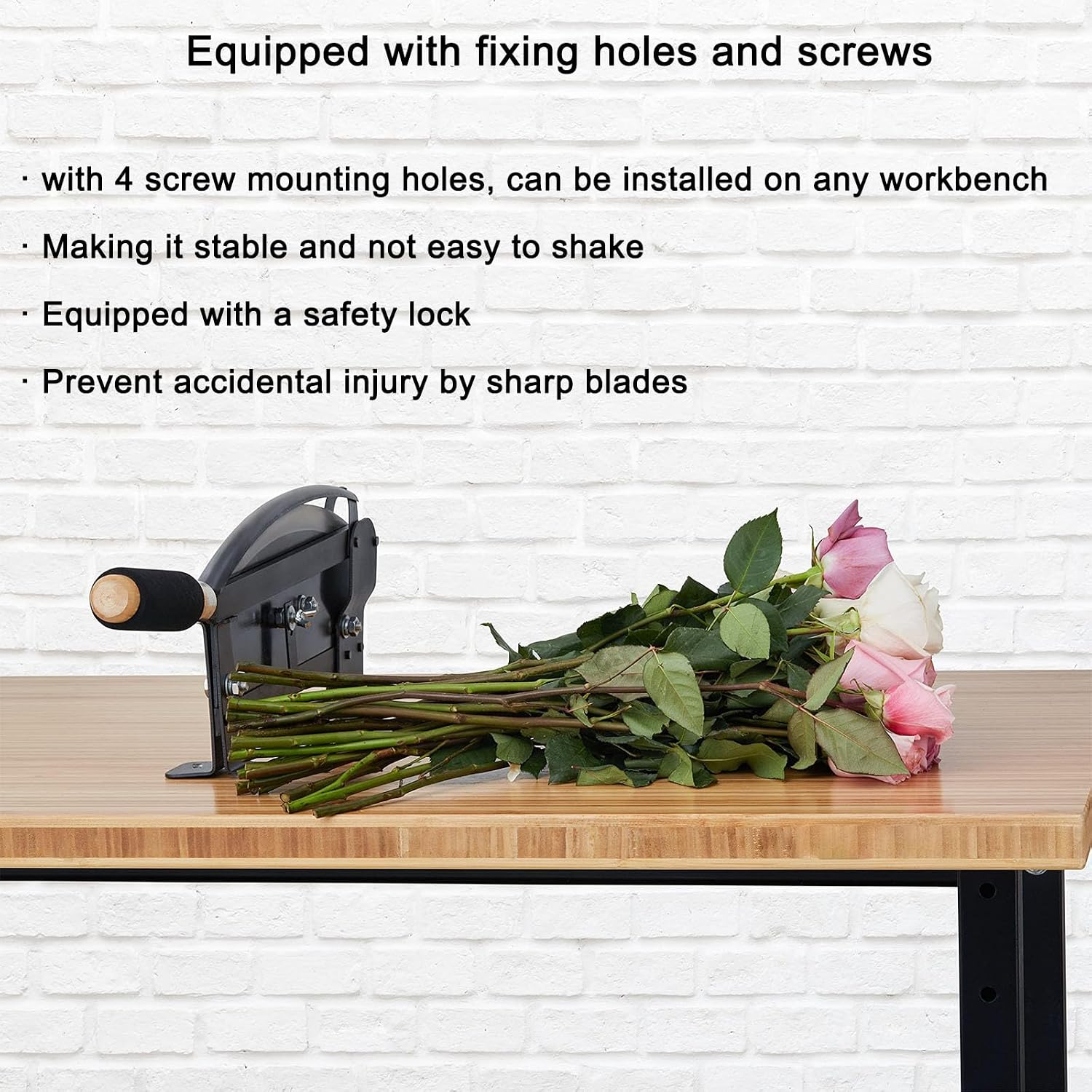 Luexian Flower Stem Cutter,Large Heavy Duty Flower Cutter for Fresh Flowers,14 inch Stainless Steel Blade,Florist Supplies Perfect for Cutting Flowers Bouquet with 16 inch Wooden Base