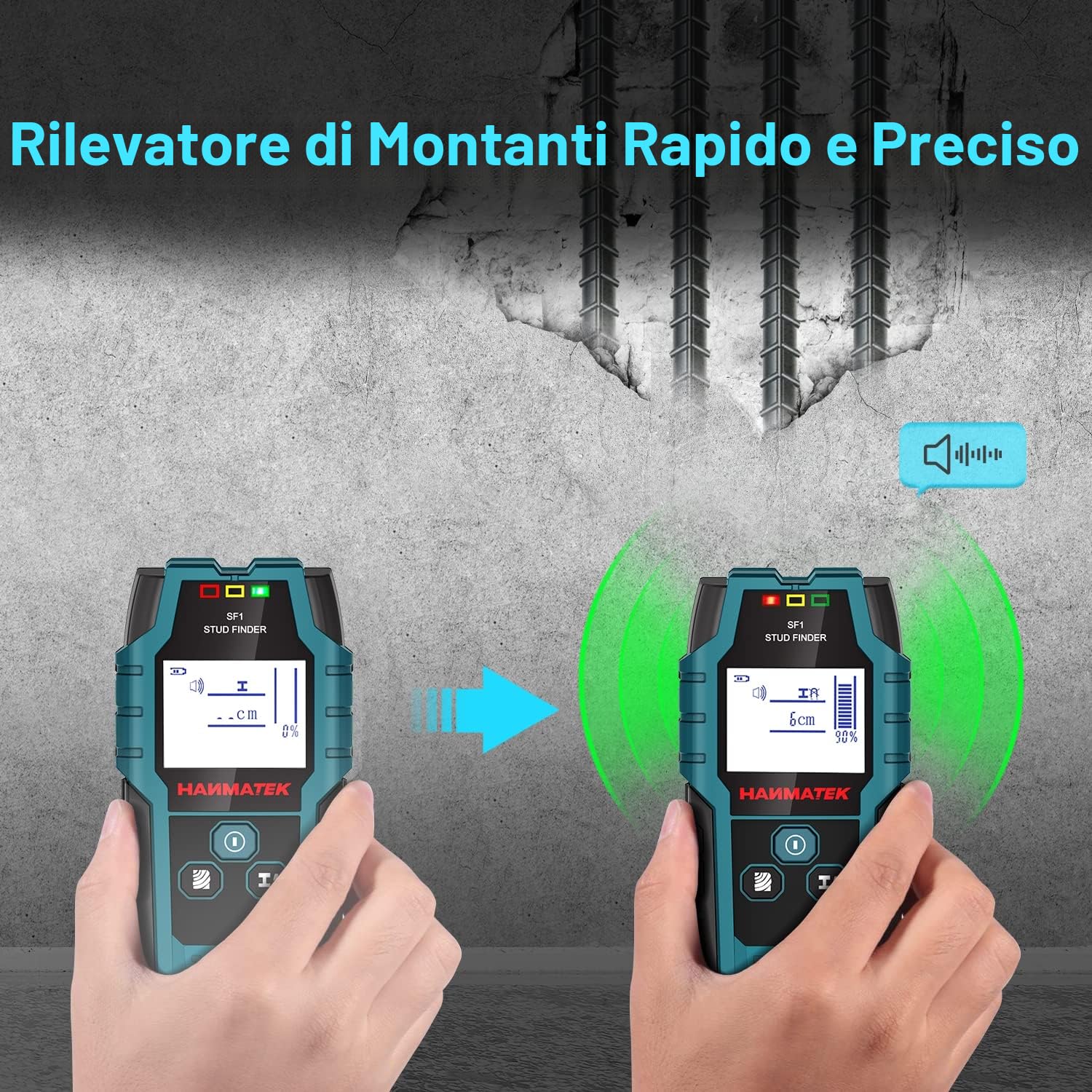 Rilevatore Elettronico 4 In 1 Scanner da Parete con Display LCD per Rilevare Legno, Metallo e Cavi