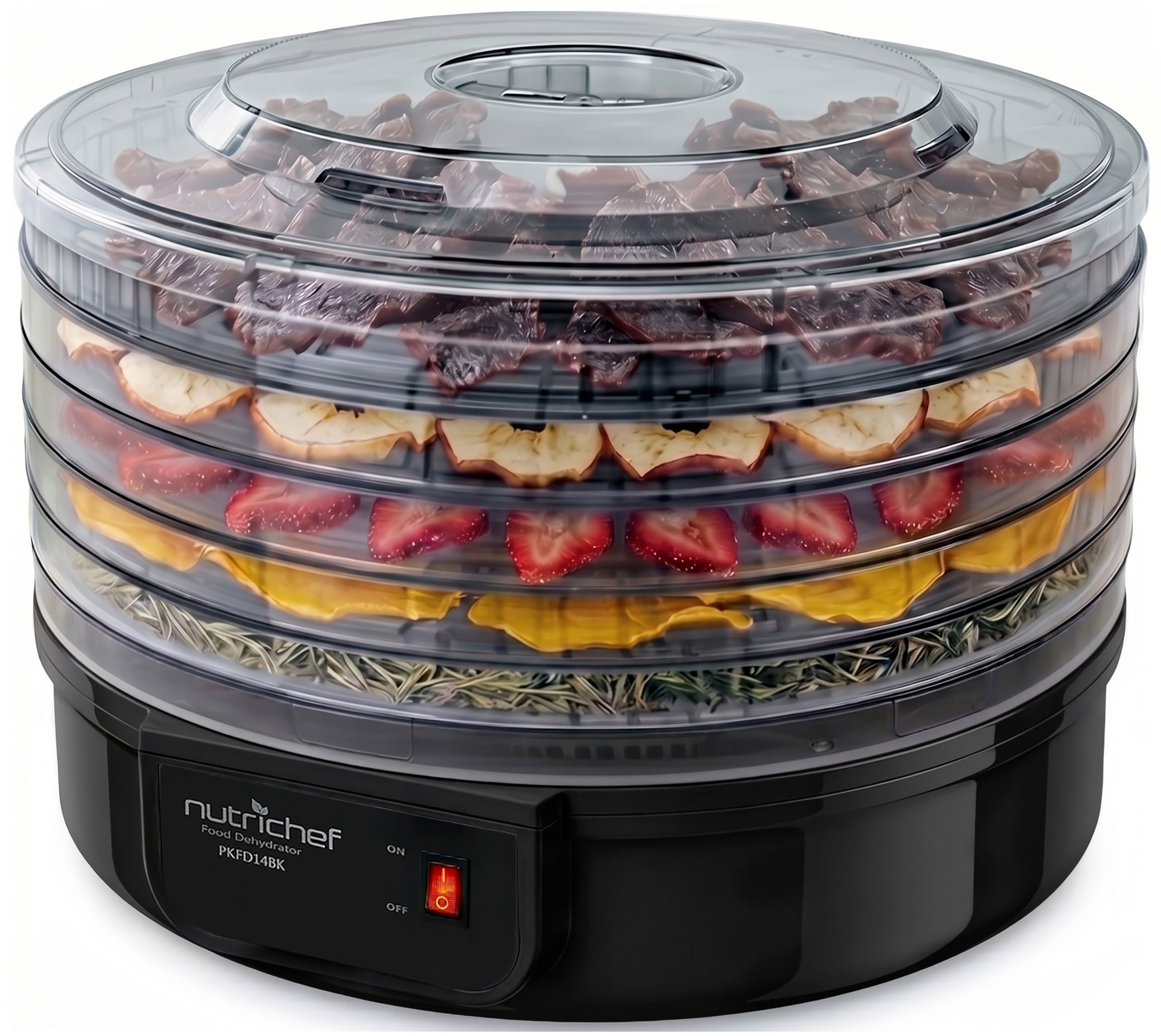 NutriChef Food Dehydrator Machine – 5 Tray Electric Food Dryer for Jerky, Fruits, Vegetables, Mushrooms, Herbs | Compact Countertop Dehydrator with Even Heat Circulation, Easy to Clean, BPA-Free
