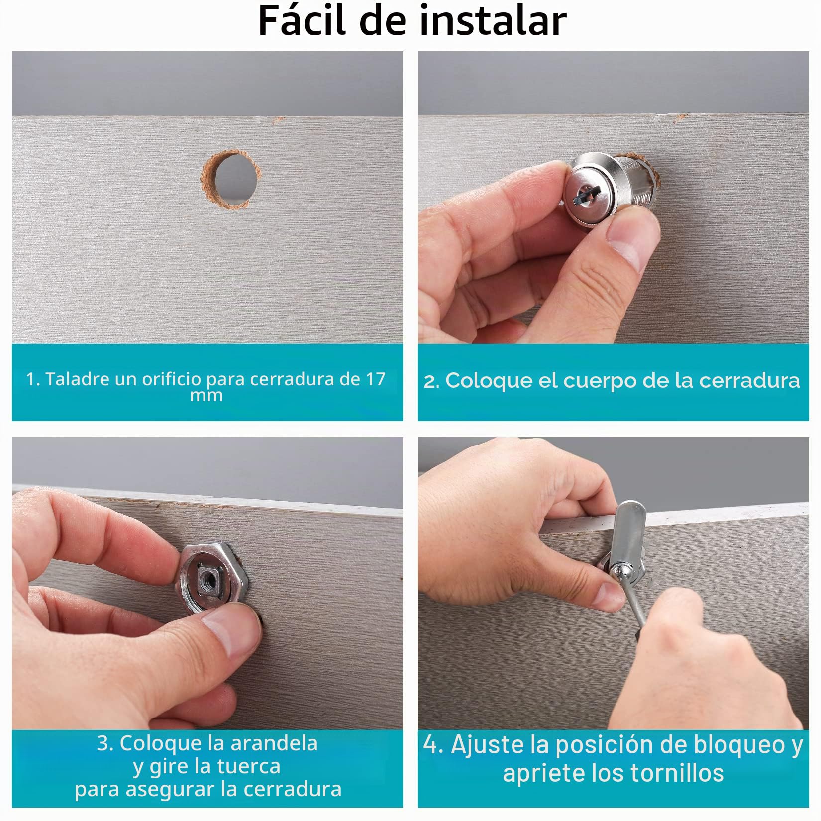 6 Piezas 16mm Cerradura de Seguridad para Buzón, Bloqueo de Leva, Seguridad Cerradura Leva con Llaves para Armario TaquillasGabinete Alacena Buzón Cajón, Cerradura de Lengüeta (6)