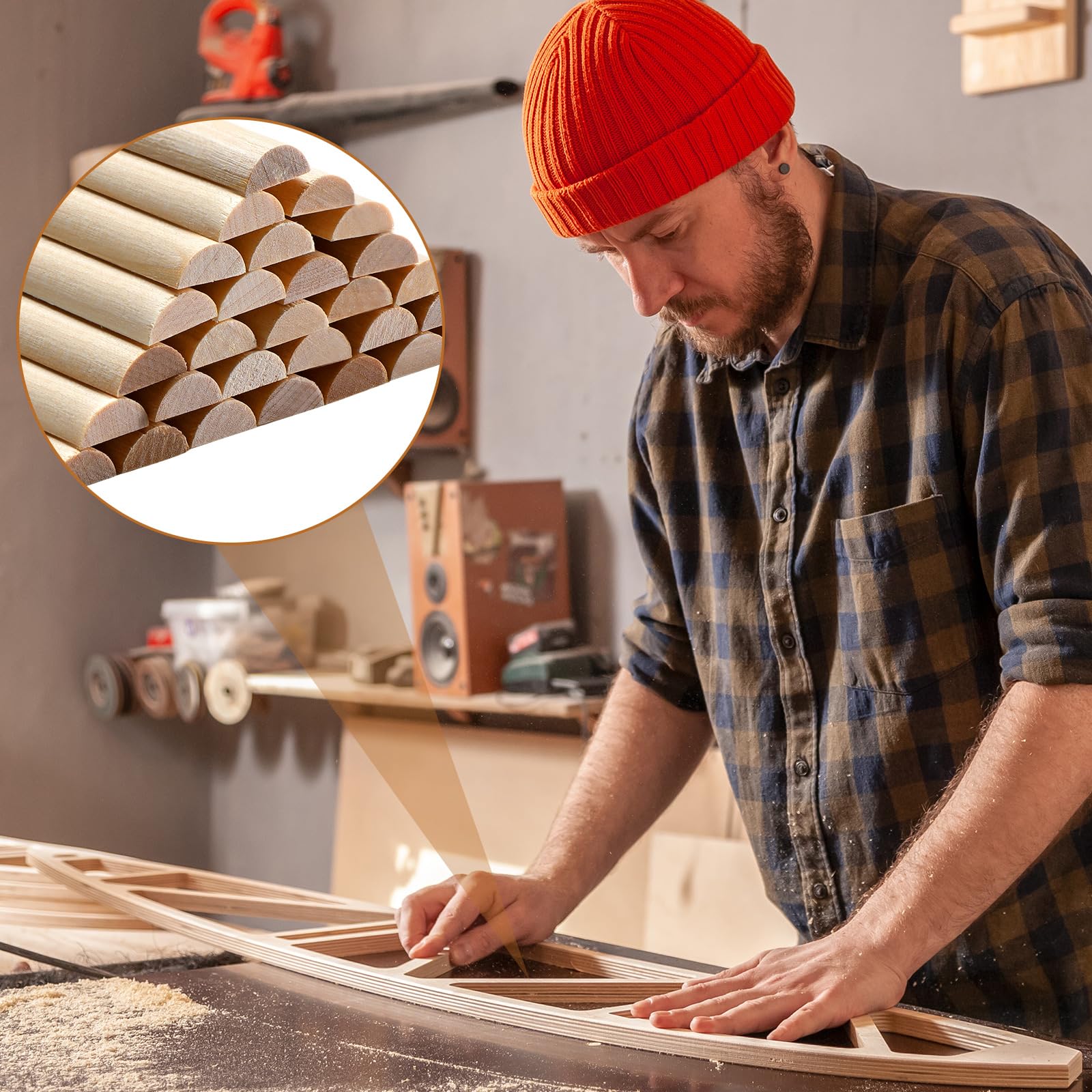 Split Walnut Wood Dowel Rods 36" Long, Unfinished For DIY Refacing | Woodpeckers, Size: 1/2", Count: 1