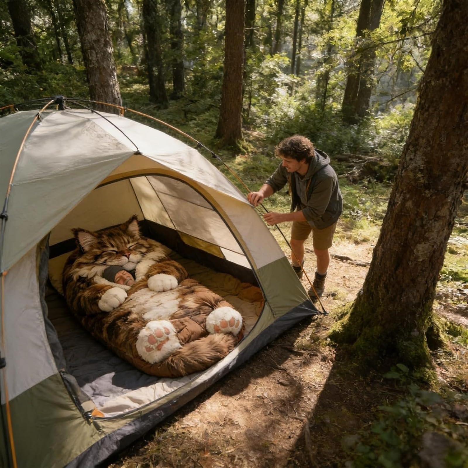 2026 Katzenschlafsack Für Menschen, Entzückender Katzen Schlafsack In Umschlagform, Waschbarer Katzen Schlafsack Erwachsene, Warme Deckenschlafsack, Cat Sleeping Bag Für Camping, Reisen, Zuhause
