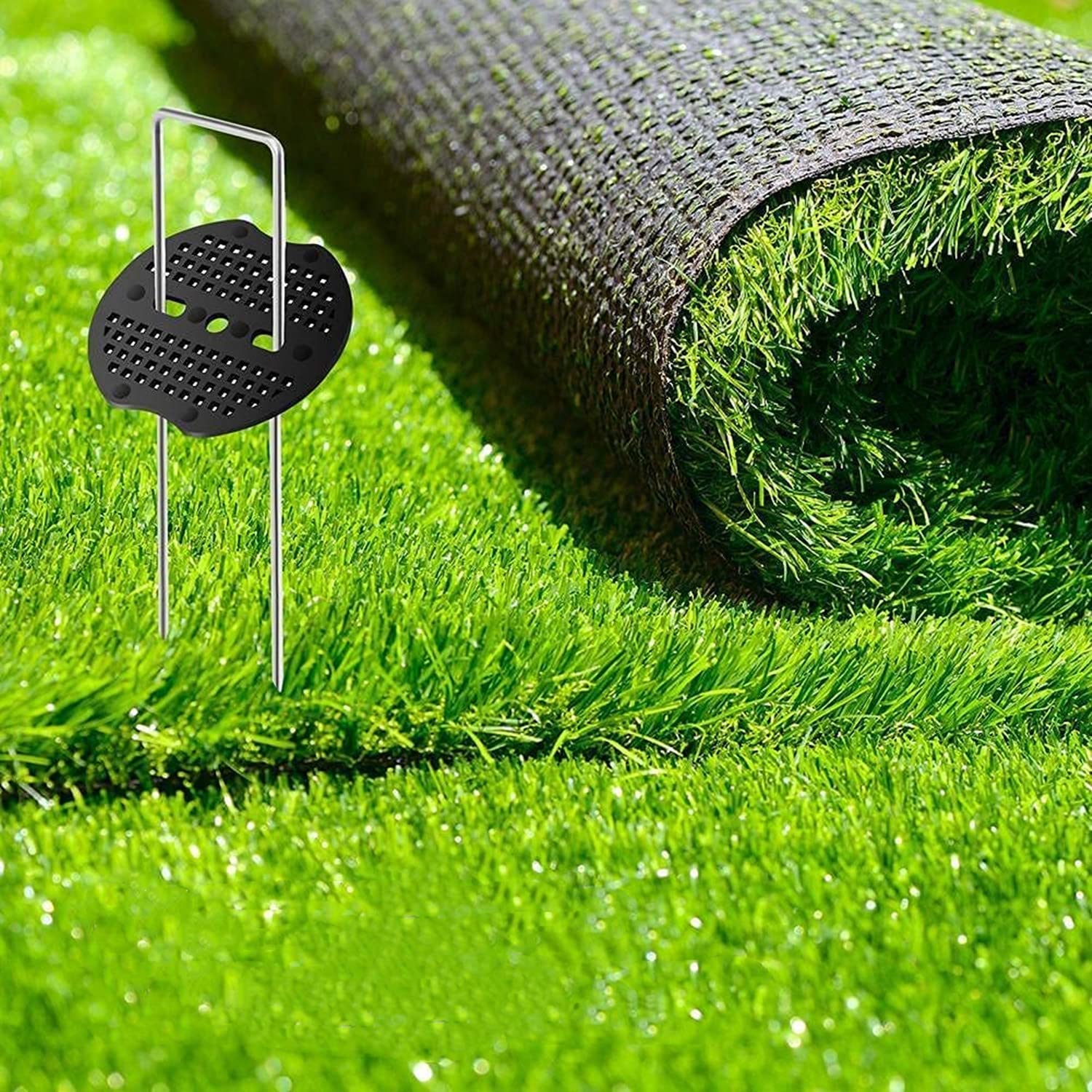100 pezzi graffette da giardino, chiodi in acciaio inox zincato, ancoraggio U, fissaggio picchetti campeggio erba artificiale