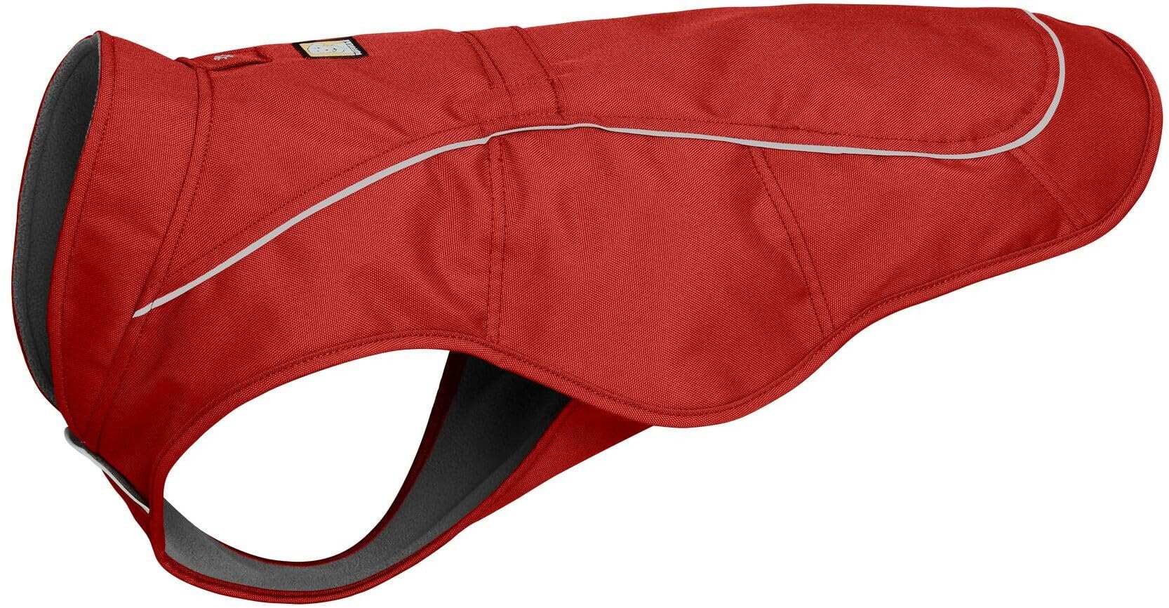RUFFWEAR Abrigo para Perro, Overcoat, Chaqueta de Perro con Correa y Agujero en el Portal del arnés, Forro Polar de Primera Calidad, Ajustable, Ligero, Lavable a máquina Red Clay - XX-Small (33-43cm)