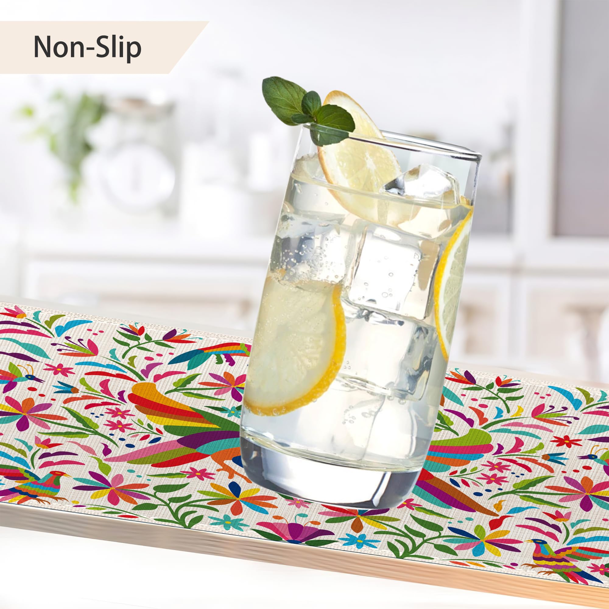 Juego de 6 manteles individuales coloridos con diseño de pájaro mexicano, de lino étnico, lavables, para cocina, comedor, resistentes al calor, para fiestas en casa, interiores, vacaciones, 12 x 18