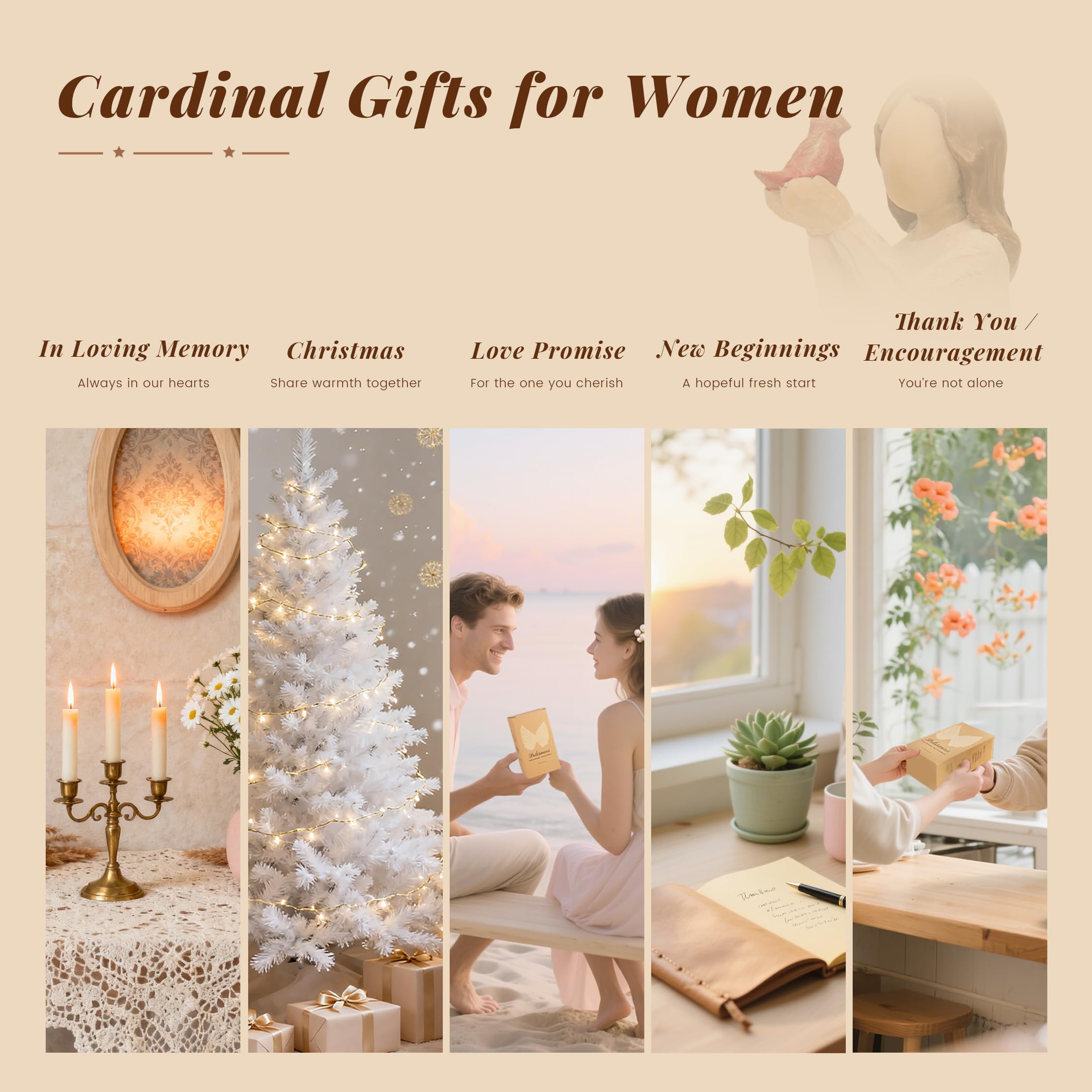 Cardinal Gifts for Women Angel Cardinal Figurine Decor Memorial Sympathy Gifts for Loss of Loved One Holding Hope