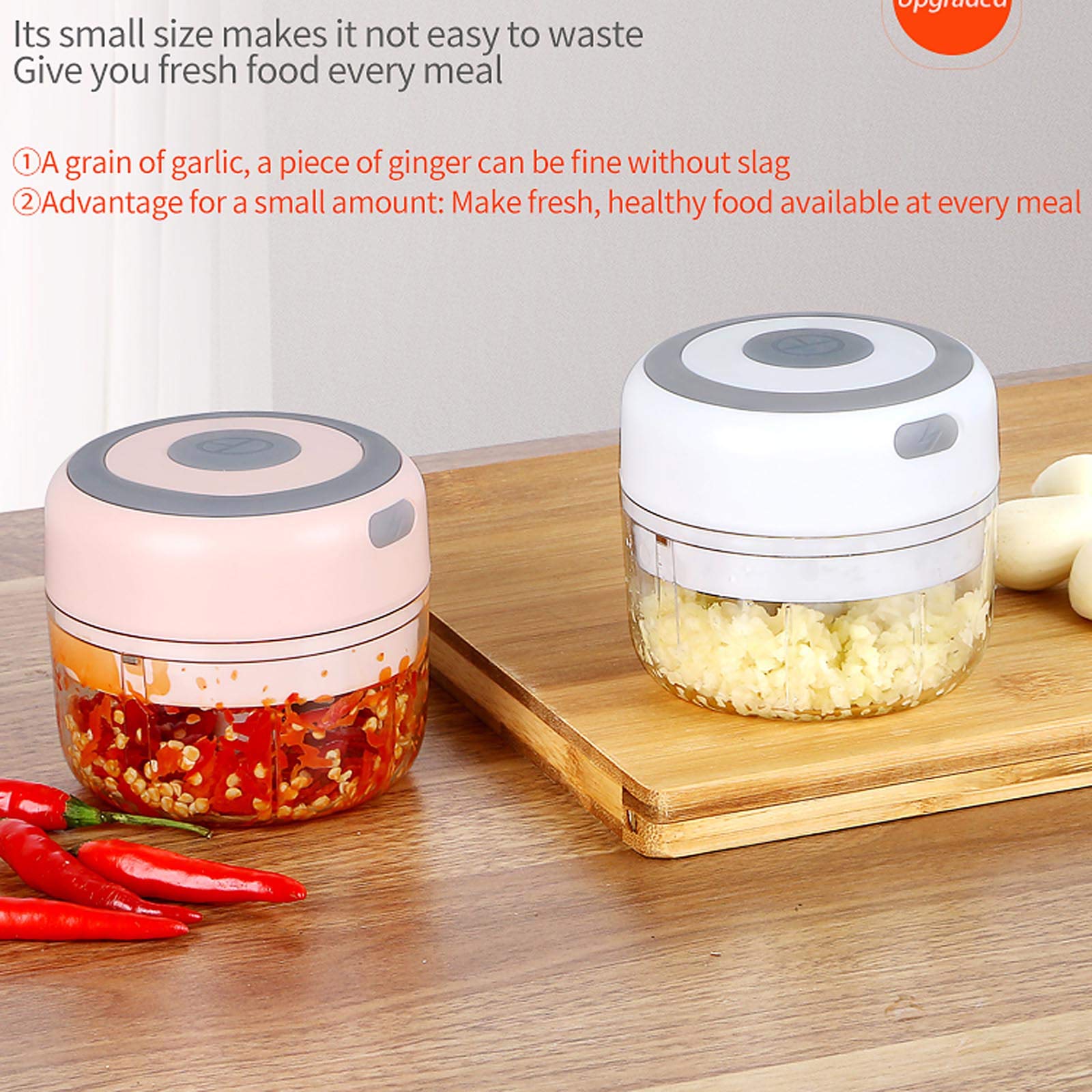 Smerigliatrice per aglio Tritatutto Elettrico Cordless USB Ricaricabile ABS PC Acciaio