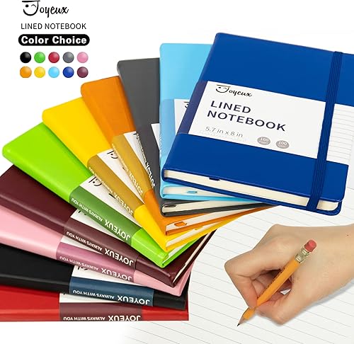 Miniatura 6 de JOYEUX Cuaderno rayado, diario de 160 páginas para escribir, tamaño mediano de 5.7 x 8 pulgadas para mujeres y hombres, papel A5 de 3.53 ozm (rosa)