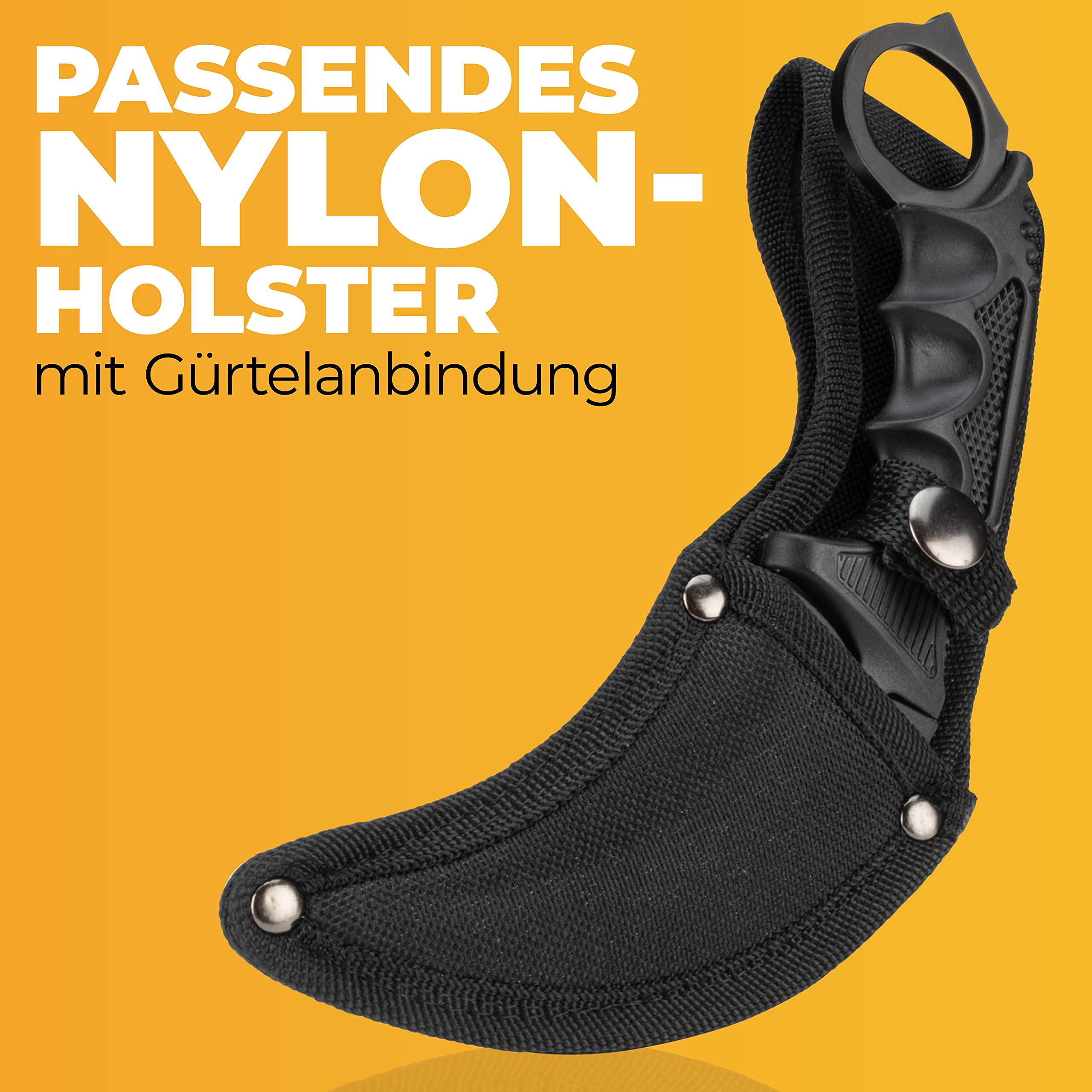 CSGO Karambit Messer – scharfe 4-mm Edelstahlklinge – ergonomischer Ringgriff – stabiles Karambit im CSGO-Stil für Alltag, Sammlung & Geschenk – inkl. Nylonholster & Klingenschutz