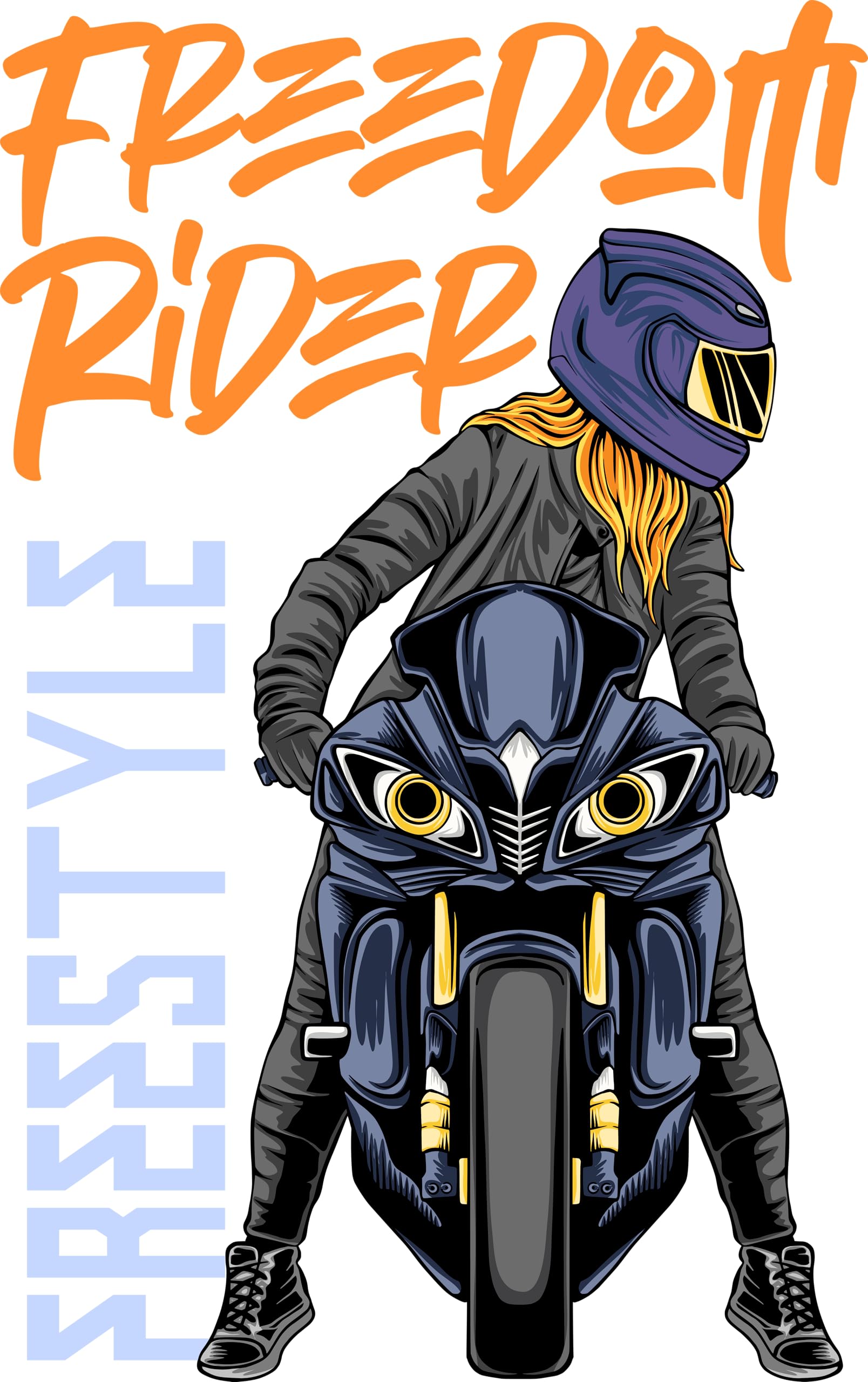 Soulhouse Fiery Sunset Freedom Rider Motorbike Poster Vibrant Art Print for Bikers and Thrill-Seekers | Aesthetic Sunset Illustration | 300 GSM Matte Paper | Size A3 | Black Frame