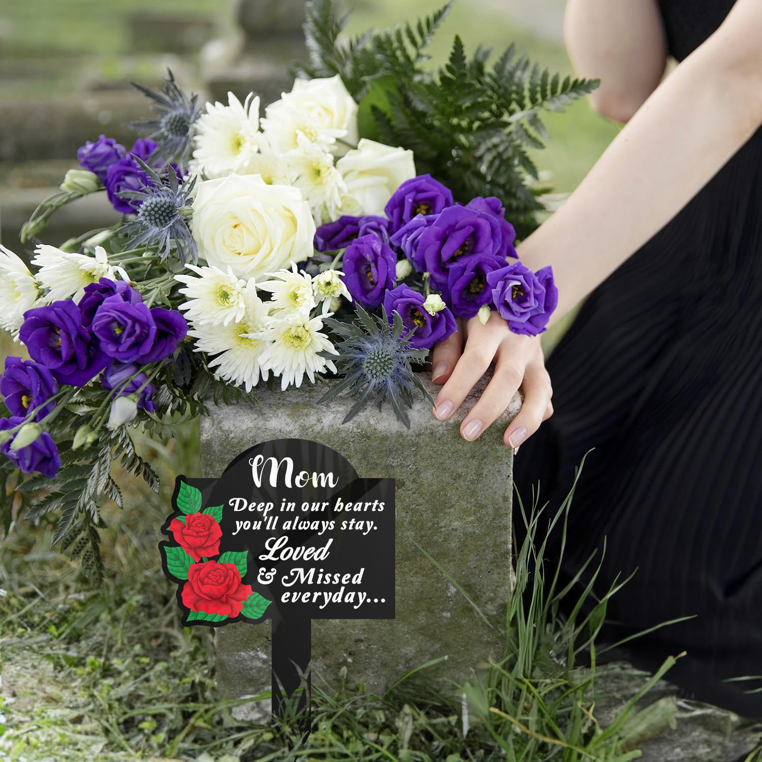 Acryl-Gedenkpfahl Für Mutter – 19,8 X 24,9 Cm, Wetterfest, Für Grab, Garten Oder Friedhof