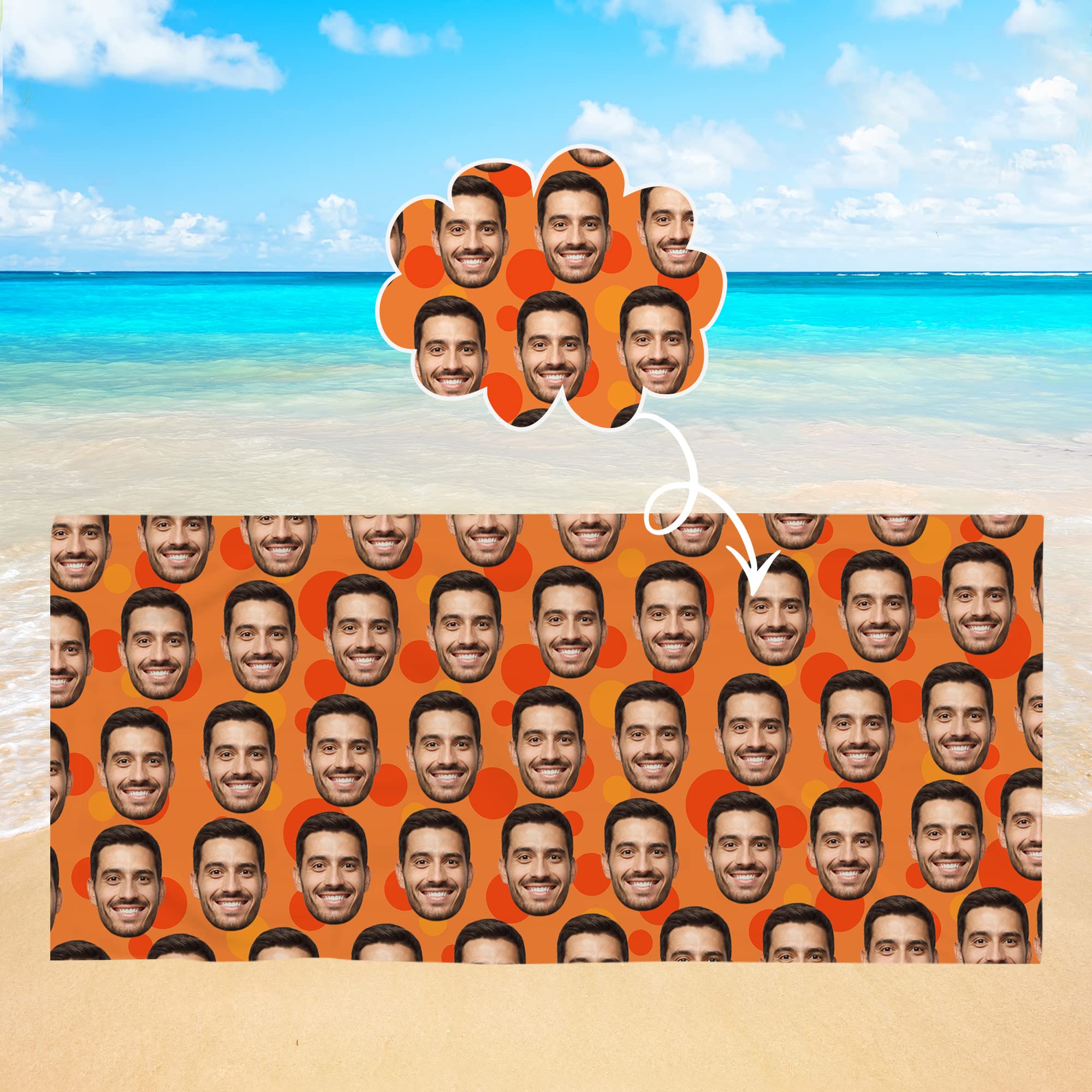 Personalized Beach Towel for Adults with Face Picture - Super Absorbent Drying Quickly - Oversized Beach Towels - Sandfree Beach Towel with Photos - Gym Yoga Spa Pareo Travel Sports Swim Spa