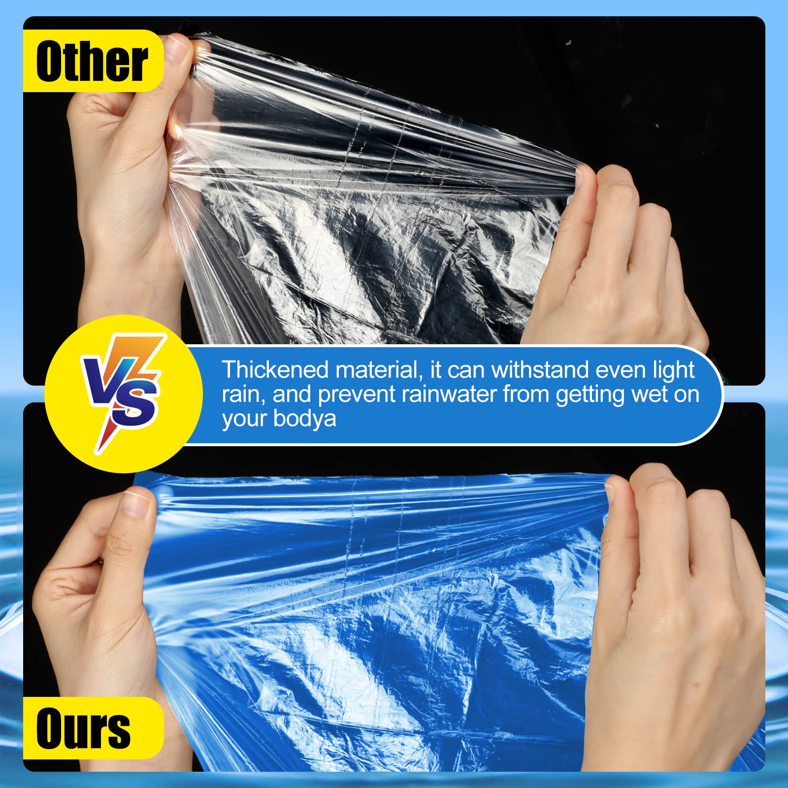 Handepo 100 Pack of Adult Rain Ponchos with Hood Disposable Rain Ponchos Plastic Emergency Raincoat Poncho for Adult Men Women