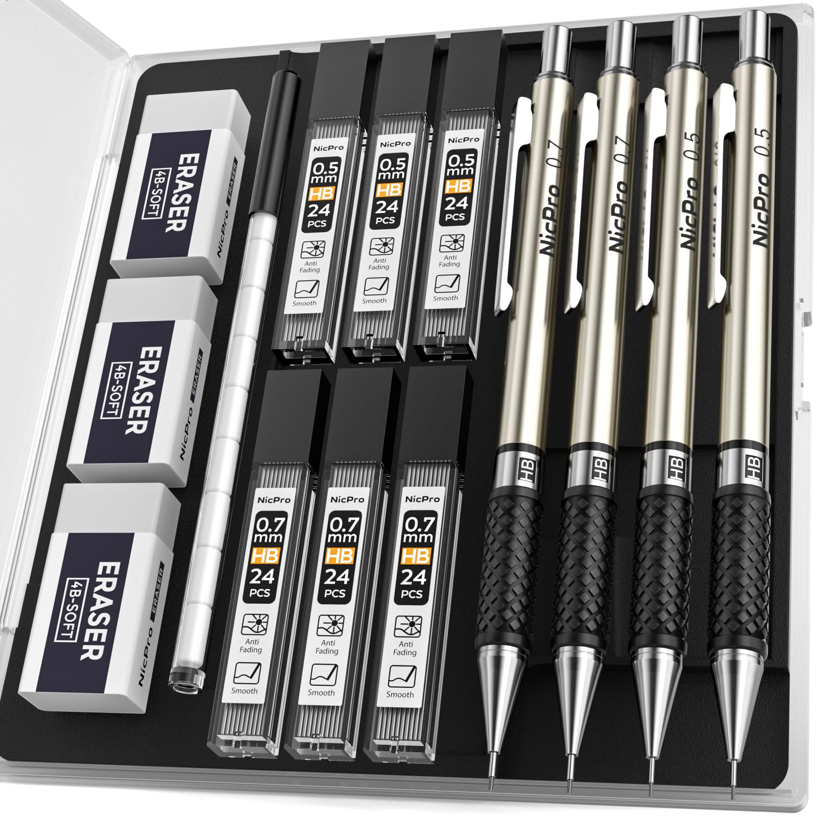 Amazon.com : Nicpro Art Mechanical Pencil Set in Case, 4 PCS Metal