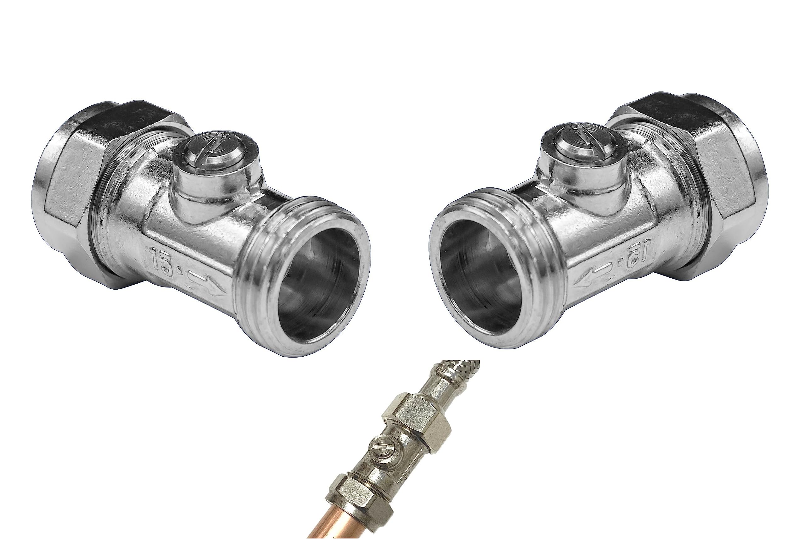 SK INFINITY | 15mm X 1/2inch Male Iron Flat Faced Isolating Valve for Tap Connector - Can be Used on hot or Cold Water Systems- WRAS Approved - Connector Flexi Pipes (Packs of 2)