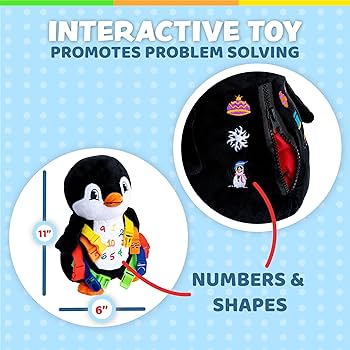penguin_offcail Buckle Toy - Blizzard Penguin Stuffed Animal - Montessori