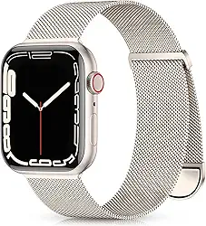 Pulseira de metal Zedoli compatível com Apple Watch séries 9, 8, 7, 6, 5, 4, 3, 2, 1 SE Ultra, 40 mm, 38 mm, 41 mm, 45 mm, 44 mm, 42 mm, 49 mm, masculina, feminina, magnética, malha milanesa, aço inóx