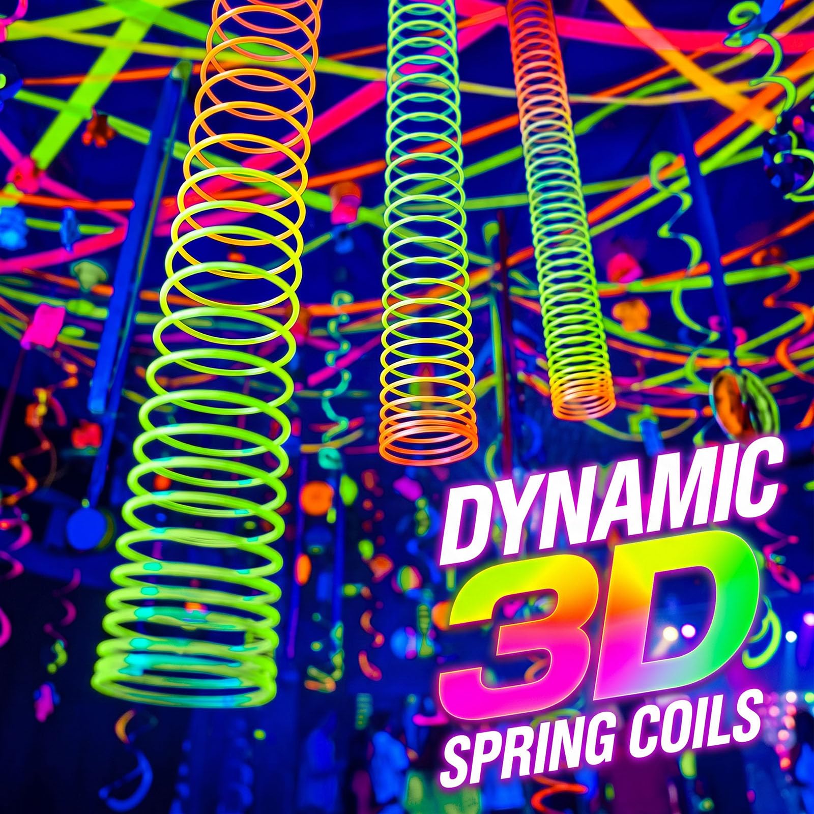 LovesTown 400FT Neon-Themed Party Decorations with 6 Spring Coils