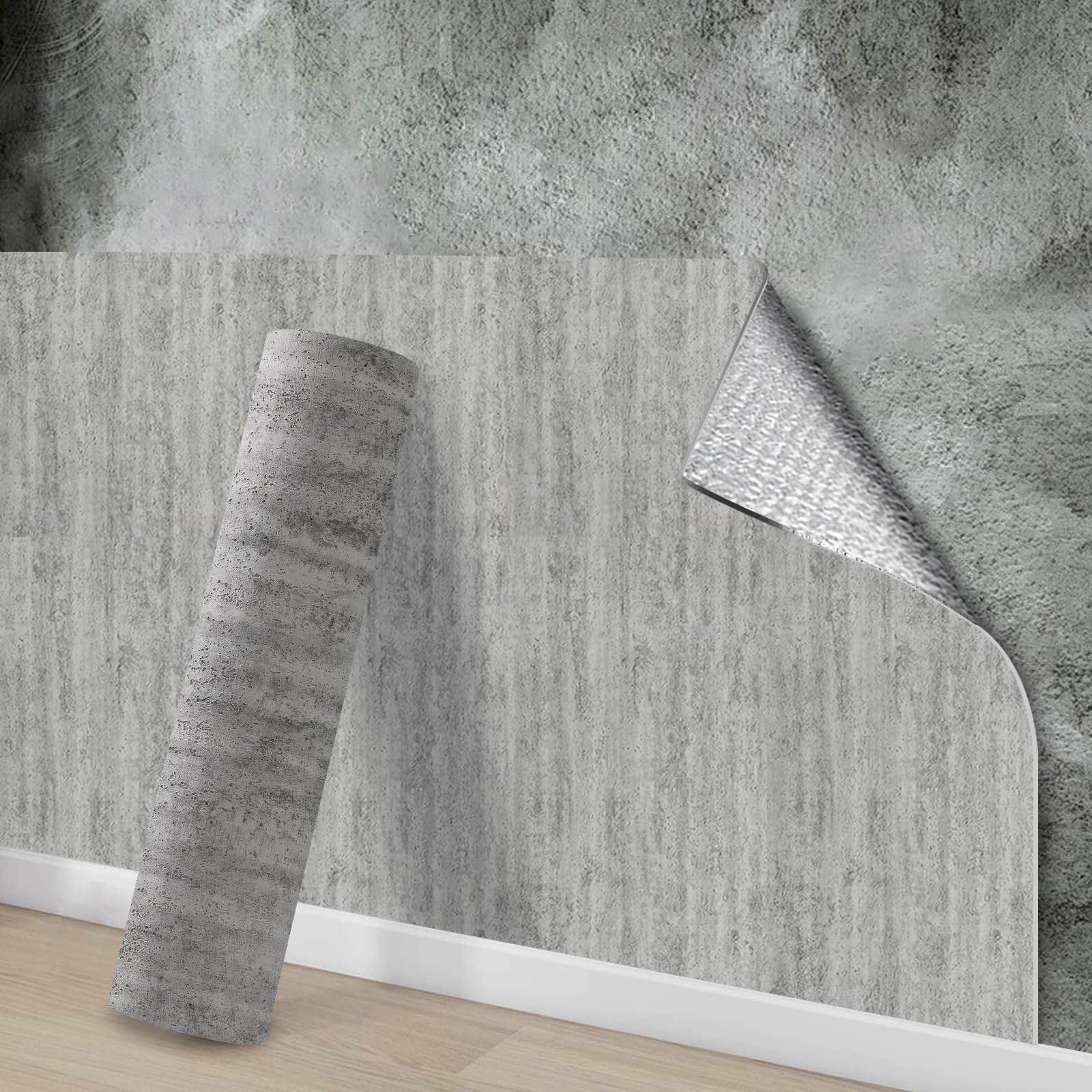 Tarwanear Concrete Look Tile Stickers 4 Roll 300x40cm Peel and Stick on Grey Tiles Self Adhesive Waterproof Oil Proof Wall Tiles Industrial PVC Stickers DIY Home Decor for Kitchen Bathroom — image 1