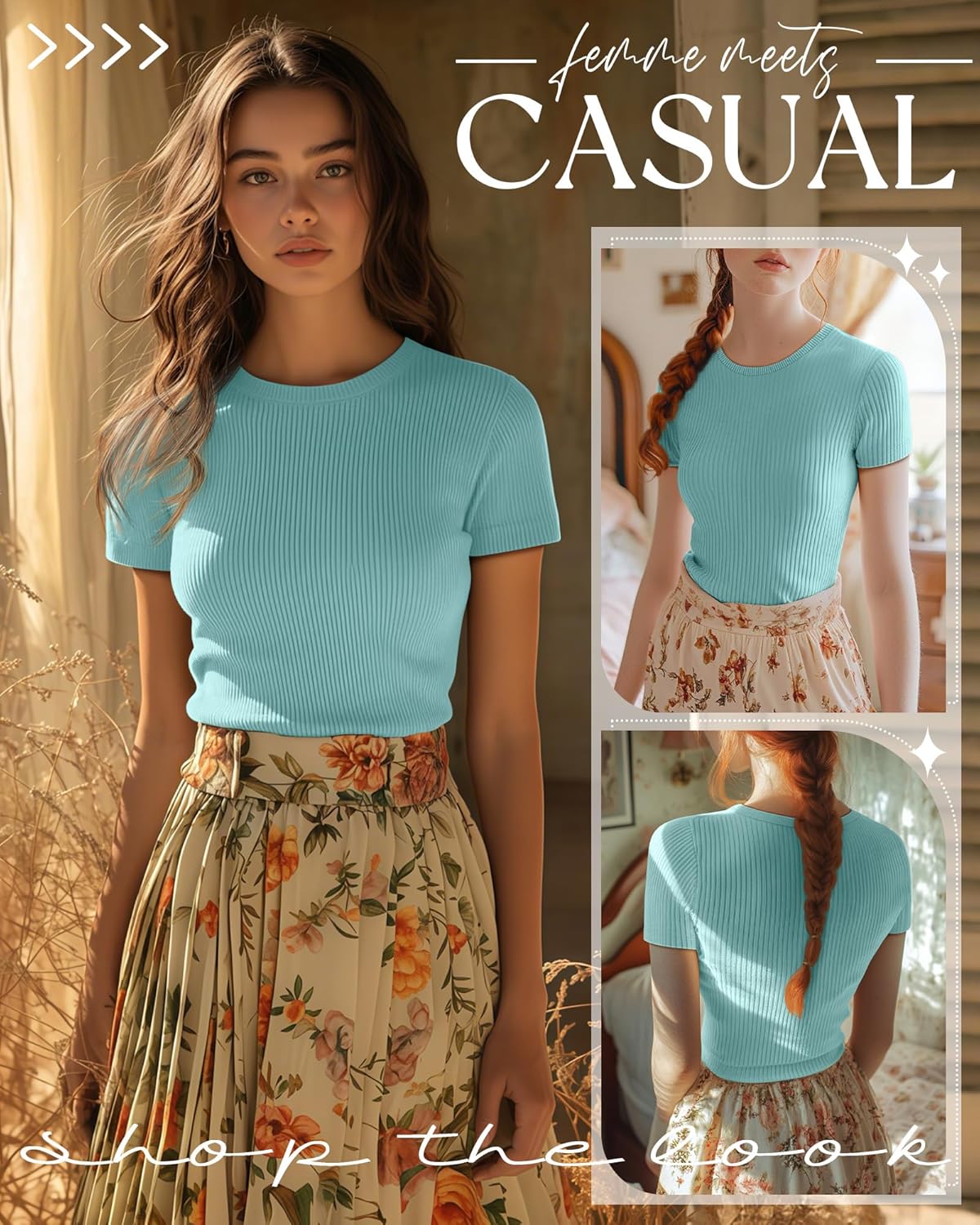 Huukeay 5 Pack Women's Ribbed Tops Short Sleeve Cotton Fitted Slim T-Shirts Crew Neck Casual Basic Summer Tight Tees - Image 4