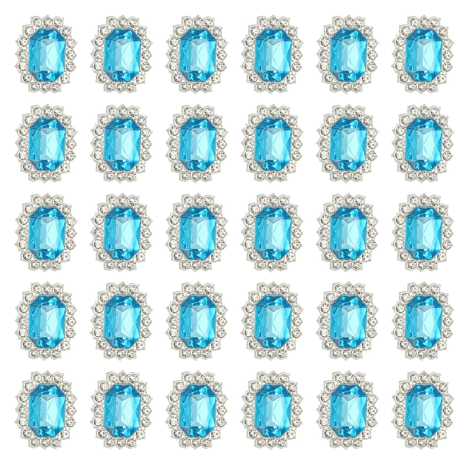 Adornos de estrás azul hechos a mano con base plateada PATIKIL para alta costura y broches