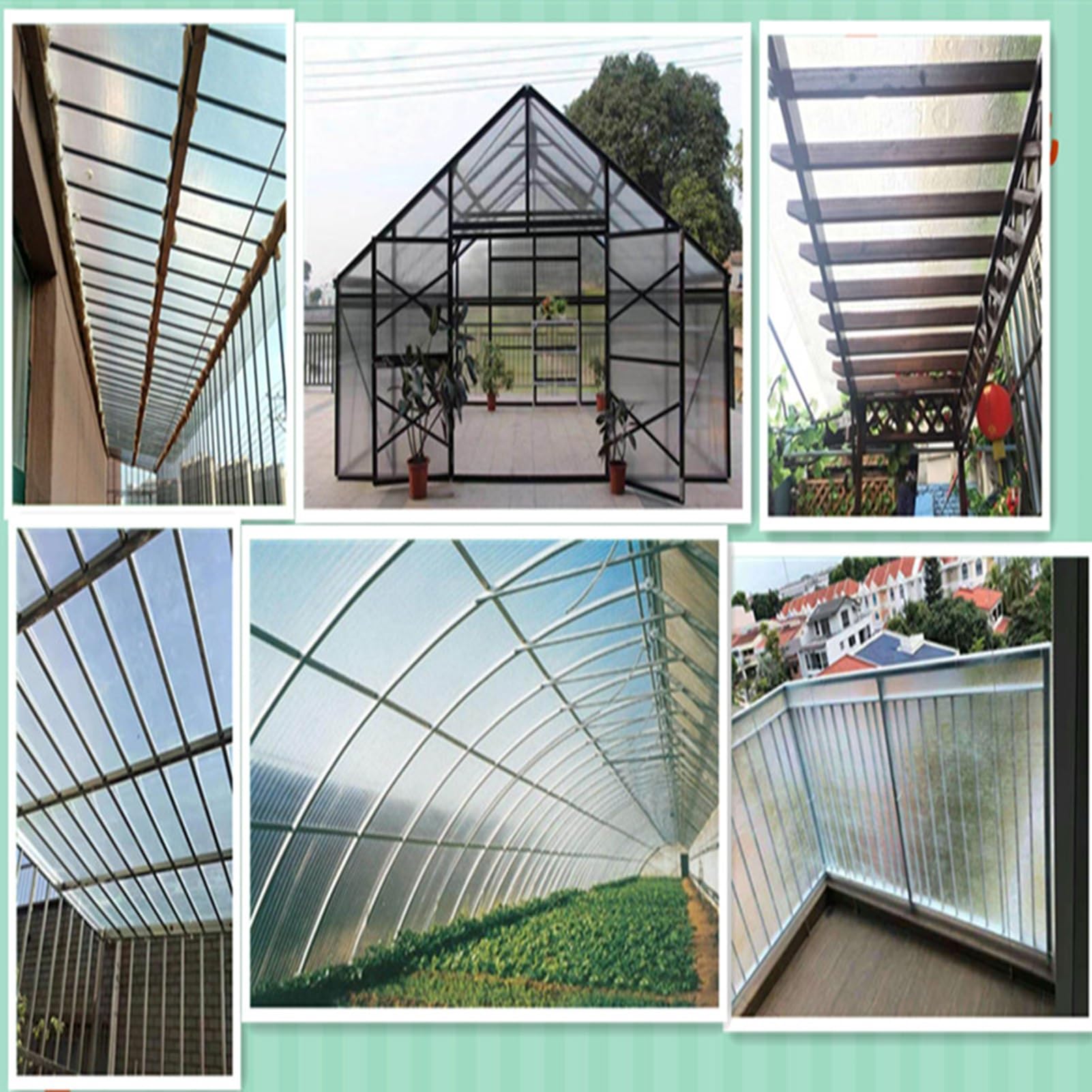 Lámina De Policarbonato Para Techos - Rollo Transparente 1mm Impermeable, Fácil De Cortar E Instalar Para Invernadero Marquesina Cochera Jardín (1mx1m/3.3x3.3ft)