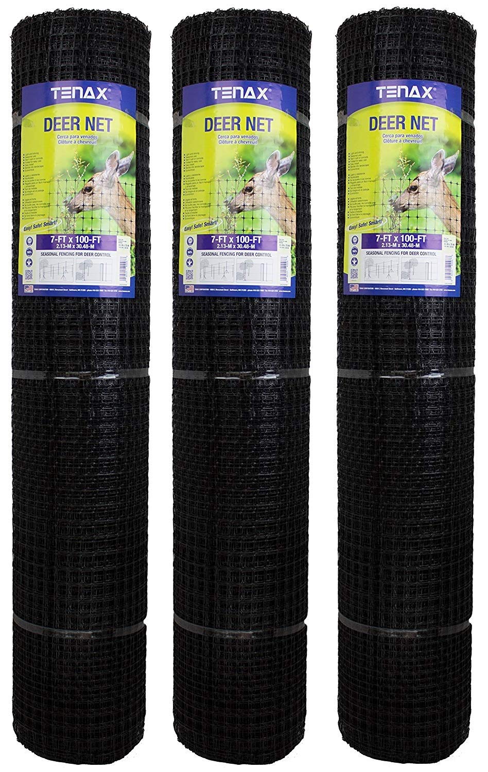 Tenax 2A040006 Deer Net, Black, 7-Feet by 100-Feet (Pack of 3)