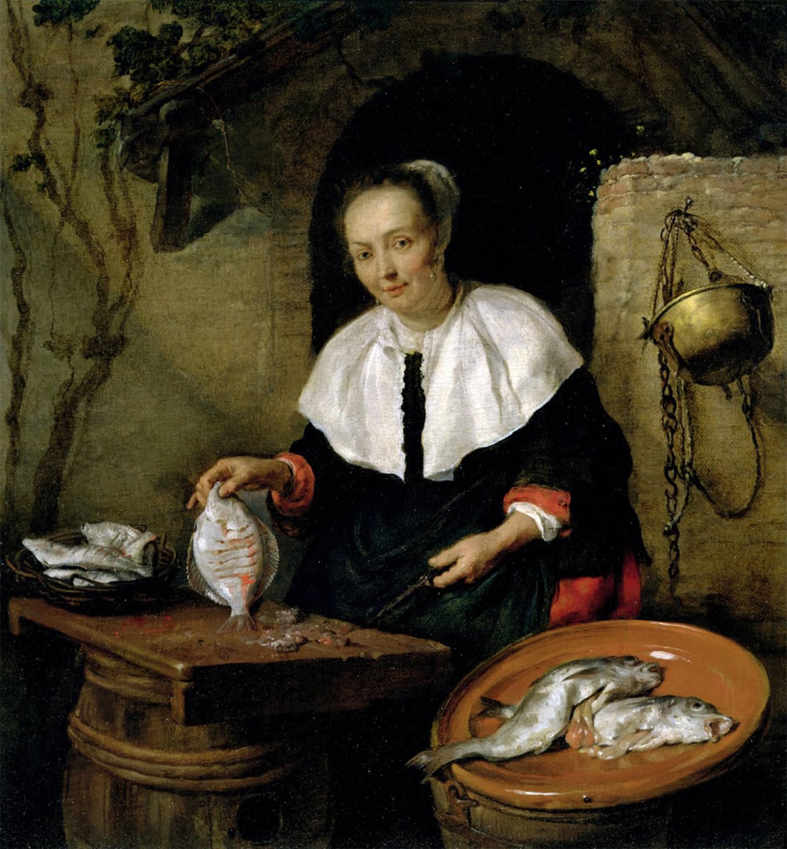 ARTXLXXBN Famous Art Print Poster Vintage Wall Art the Fishwife by Gabriel Metsu Canvas Art Poster for Home Decor 60x90cm