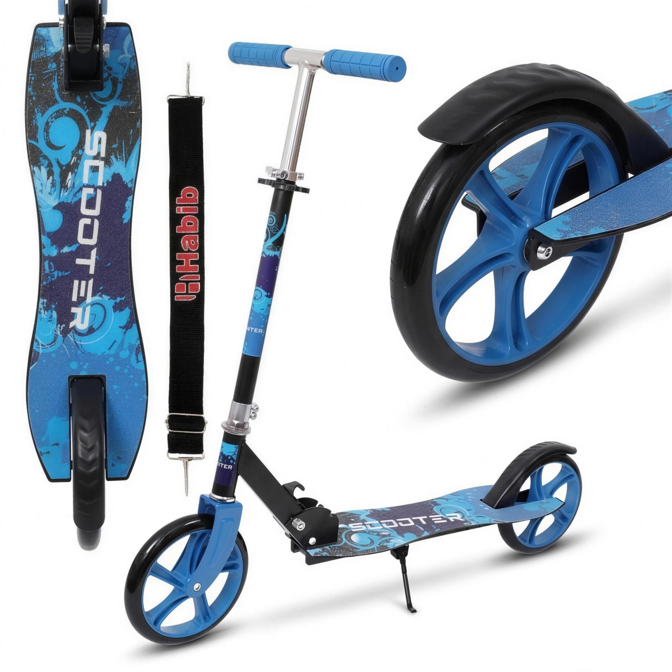 Habib Cityroller Tretroller Kinder ab 6 Jahre, XXL 205mm, klappbar, 100 kg