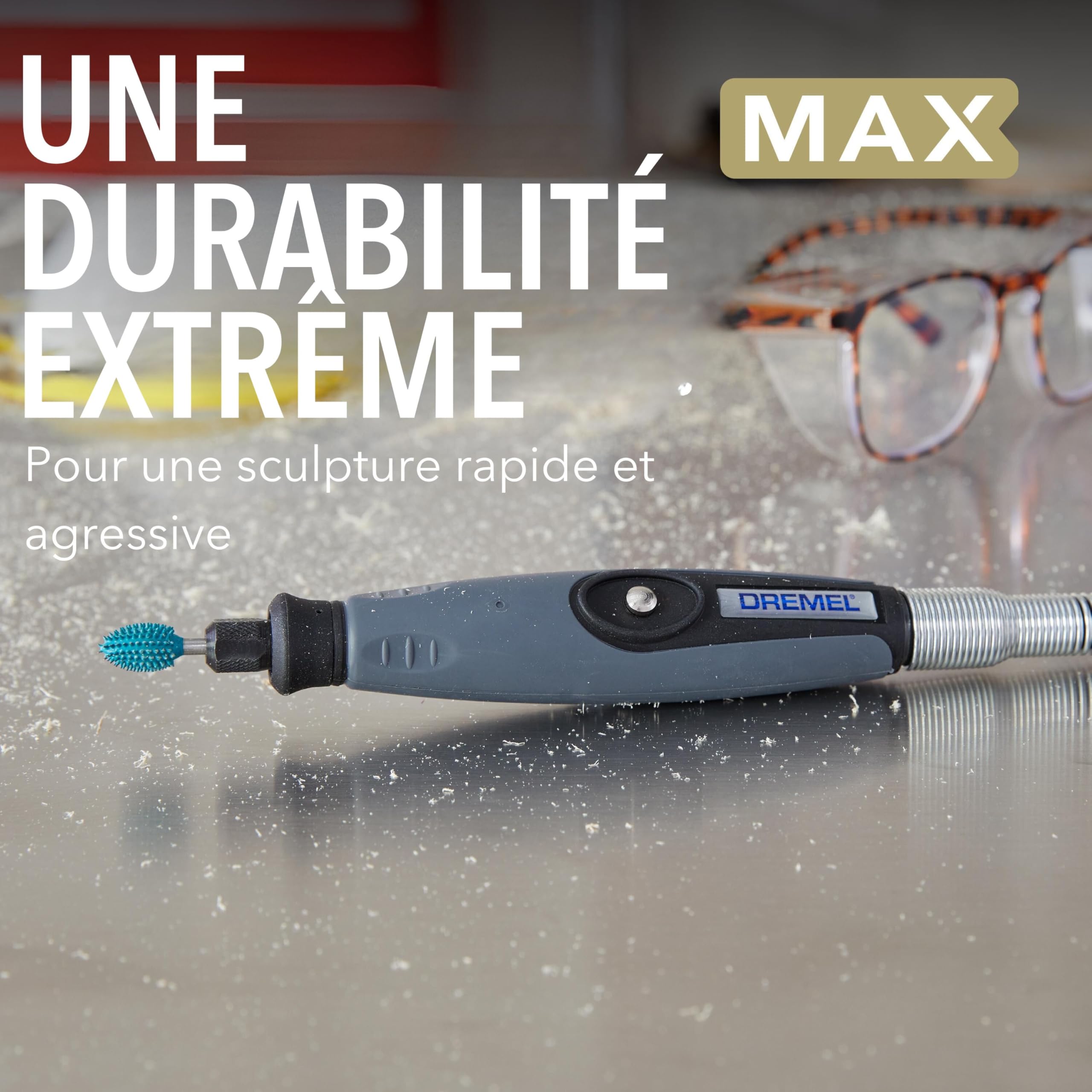 Dremel Max High Performance Power Carving Bit (9953) Embout en acier inoxydable avec flamme de 9,5 mm de large pour rainurer et sculpter le bois, le plastique, la mousse EVA et le caoutchouc