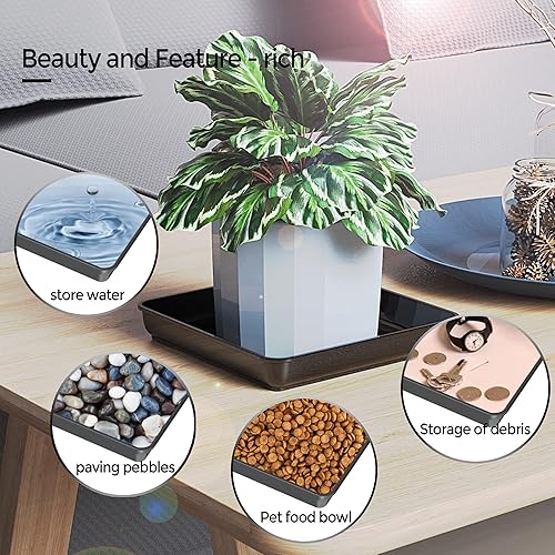 Miniatura 7 de WAYNHUI Plato cuadrado para plantas 68101214161820Bandeja cuadrada de plástico para lavabo grandepequeña bandeja de recepción de agua (negro 18
