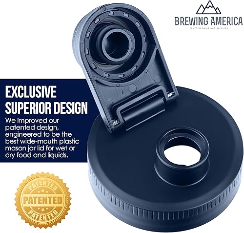 Miniatura 5 de Brewing America Vaso de viaje con tapa de vertido, tarro anidable de 1 pinta (16 onzas) con bola azul de boca ancha, tarro Mason para verter tapa,